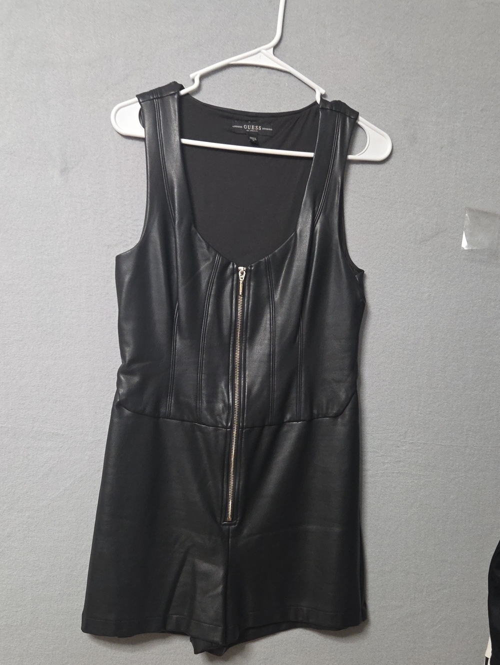 Women's Guess Black Faux Leather Romper Size M P2p 18 In.